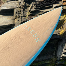 Load image into Gallery viewer, Predn Surf Co - Mor Lader (Pirate) bare oak deck shortboard - Sustainably built custom performance surfboards - Cornwall