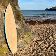 Load image into Gallery viewer, Predn Surf Co - Mor Lader (Pirate) bare oak deck shortboard - Sustainably built custom performance surfboards - Cornwall
