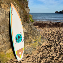 Load image into Gallery viewer, Predn Surf Co - Mor Lader (Pirate) bare oak deck shortboard - Sustainably built custom performance surfboards - Cornwall
