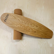 Load image into Gallery viewer, Balance Board set by Predn Surf Co- With stops and Cork wrapped roller - Handmade in Cornwall
