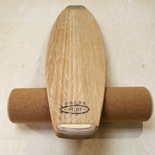 Load image into Gallery viewer, Balance Board set by Predn Surf Co- With stops and Cork wrapped roller - Handmade in Cornwall
